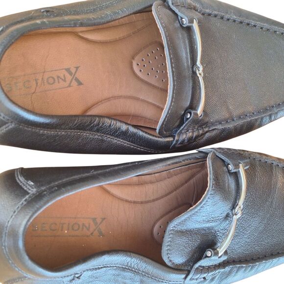 Section X Men's Darion Leather Bit Buckle Drivers size 9.5 Black Loafers Brazil - Picture 16 of 16